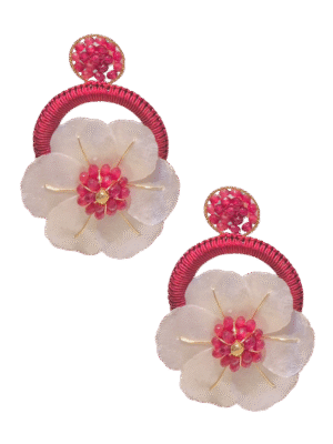 Aretes Circulares con Flor de Escamas de Pescado