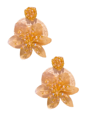 Aretes Base de Junco con Flor de Escamas de Pescado