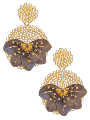 Aretes Base Dorada Circular con Escamas de Pescado