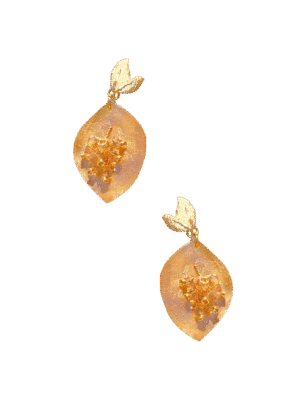 Aretes con Escama de Pescado y Detalle Dorado de Hoja